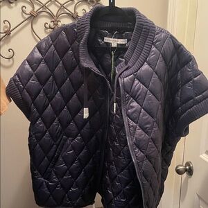 Martha Stewart Quilted Dark Navy Short Sleeve Jacket- NWT- XL
